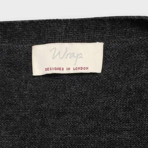 Wrap London Merino Wool Lace Trim Longlined Cardigan Grey Sz 10 Gothic Romantic - Picture 7 of 13